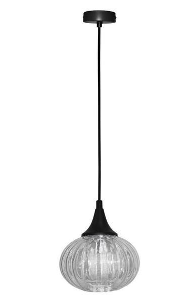 Szklana lampa wisząca EXETER 50101275 plisowany zwis czarny