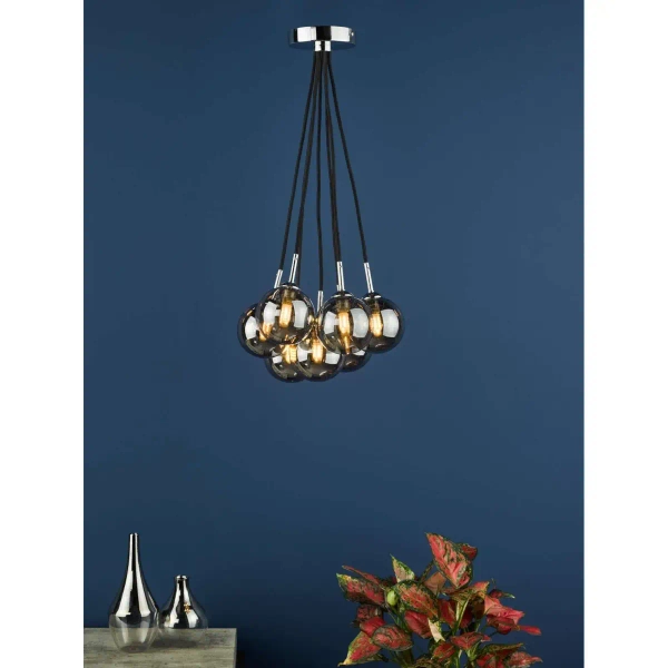 Zwisająca lampa kulista Elpis ELP342-01 bubble przydymione chrom