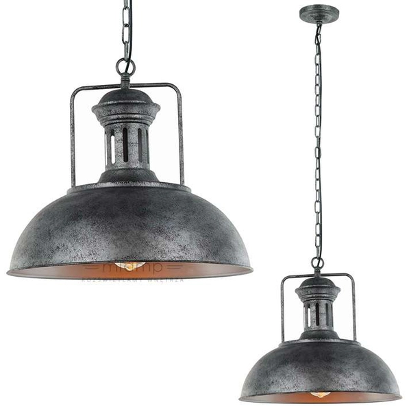 LAMPA wisząca NADIA MDM-2647/1 GR+BK Italux industrialna OPRAWA metalowy ZWIS kopuła szara