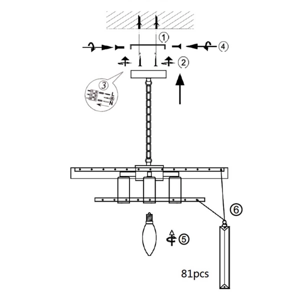 Lampa wisząca VETRO LP-2910/5P AGD Light prestige kryształowa zwis na łańcuchu crystal glamour złoty przezroczysty
