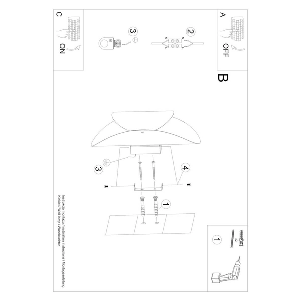 Czarna lampa ścienna SL.1063 metalowy kinkiet do sypialni