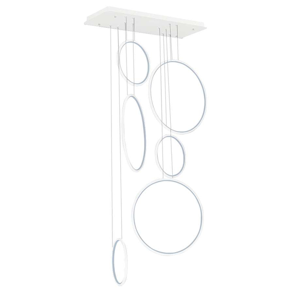 LAMPA wisząca MDECO SLIM/000019/3000/W futurystyczna OPRAWA listwa LED 130W 3000K zwis kaskada pierścienie rings białe
