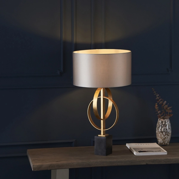 Designerska lampa stołowa ringi L&-195213 Light& czarny marmur złota