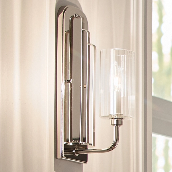 Naścienny kinkiet QN-KIMROSE1-PN szkło żebrowane nikiel