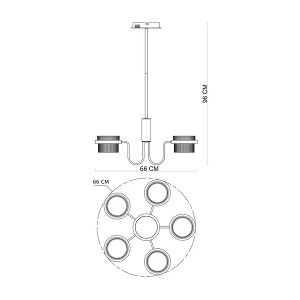 Wielopunktowa lampa wisząca Tiara PND-77362-5-40W-GD Italux LED 40W 3000K złota