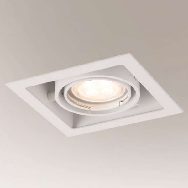 Spot LAMPA sufitowa EBINO 7314 Shilo podtynkowa OPRAWA metalowe OCZKO kwadratowa wpust biały