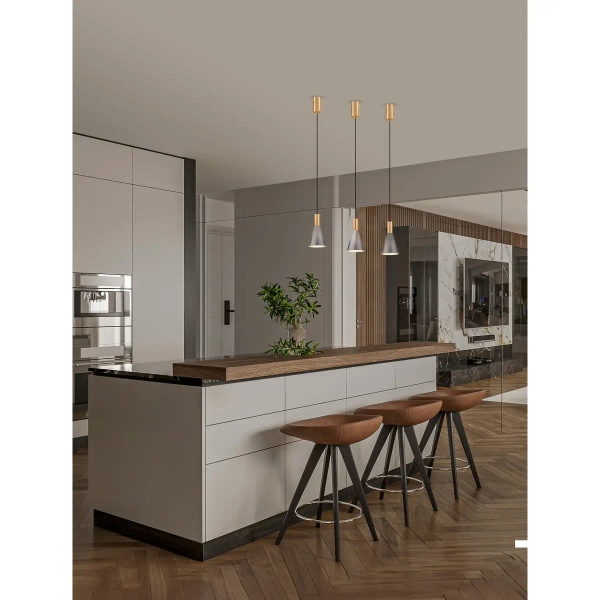 Stożkowa wisząca lampa SARDUNO LE45137 LED 8W 3000K złota szara