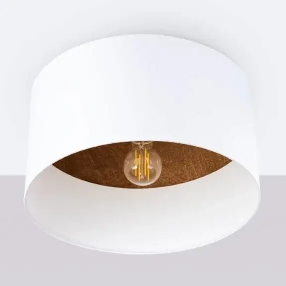 Tkaninowa lampa sufitowa Telesto SL.1392 Sollux okrągła biały brązowy