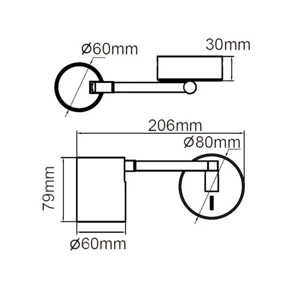 Kinkiet ścienny regulowany Snow LP-731N/1WL BK z włącznikiem czarny