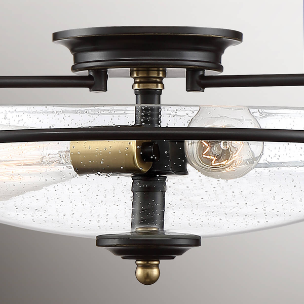 Szklana lampa sufitowa Griffin QZ-GRIFFIN-F-C-PNAB Quoizel do jadalni czarna przezroczysta