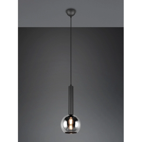 Lampa zawieszana CLAYTON 310300132 Trio pojedyncza bańka przydymiona czarny