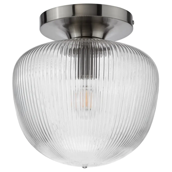 Szklana lampa sufitowa do jadalni Abrielle ABR5208 ryflowany nikiel