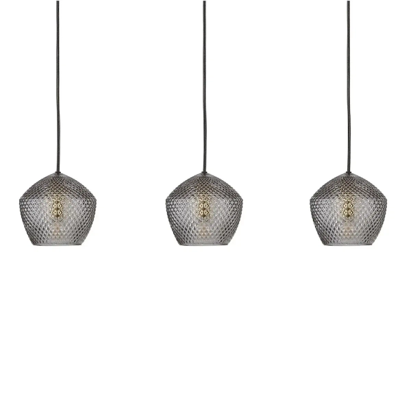 Szklana lampa wisząca Orbiform 2010693047 potrójna bursztynowa czarna