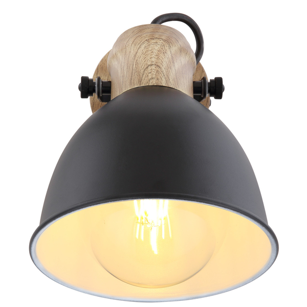 Regulowana LAMPA ścienna WIHO 54018-1S Globo metalowa OPRAWA kinkiet reflektorek czarny drewno