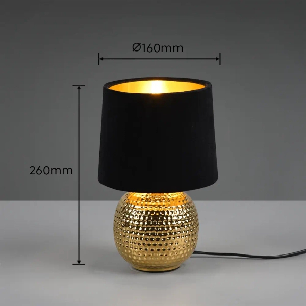 Czarna ceramiczna lampa stolikowa SOPHIA R50821002 złota 1xE14