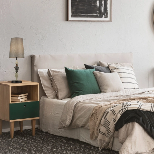 Stołowa lampka Nerom TB-22374A-BK Italux do sypialni abażur szary czarny