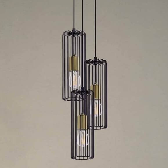 Lampa wisząca Gabia K-4937 na okrągłej podsufitce czarna złota