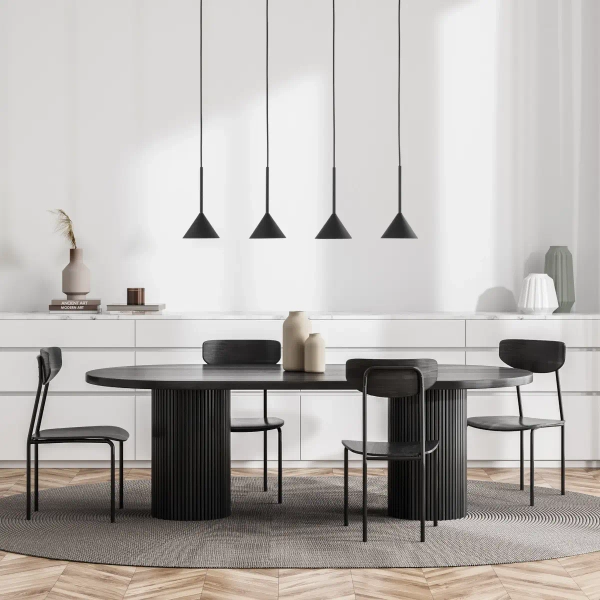 Trójkątna lampa wisząca CONO 10305 na listwie do salonu czarny