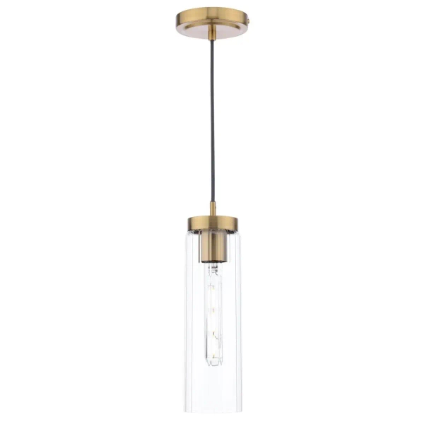 Wisząca lampa vintage Jodelle JOD0163 szklana tuba polerowany brąz