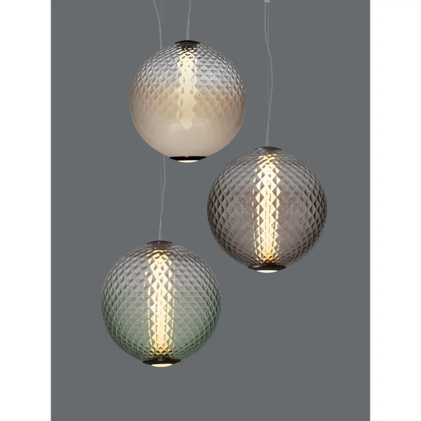 Szklana lampa wisząca nad stół CORVELA LE45175 LED 20W 3000K szara zielona