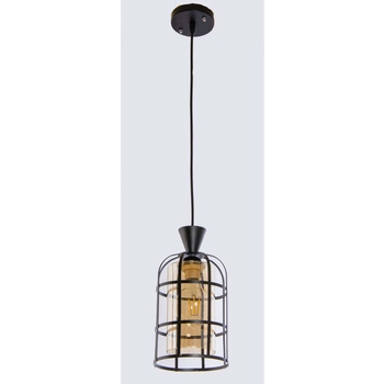 Druciana lampa wisząca VEN W-5007/1 BK industrialna czarny miodowy