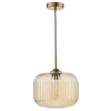 Szklana lampa wisząca do salonu Demarius DEM0106 bursztynowa