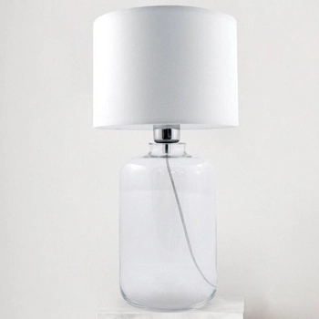LAMPKA stojąca SAMASUN 5500WH Zumaline szklana LAMPA okrągła abażurowa na biurko biała przezroczysta