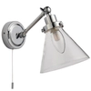Regulowany kinkiet retro Faraday 93853 IP44 szklany chrom przezroczysty