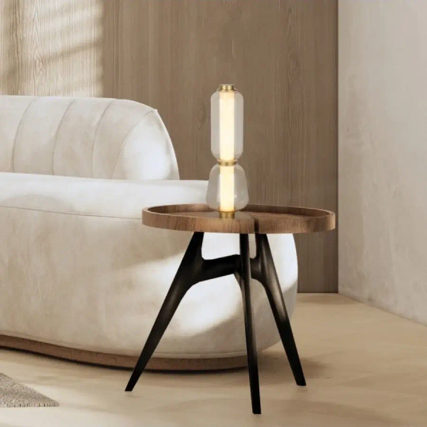 Ledowa stołowa lampa 23060 LED 7W 3000K szklana klepsydra złoty