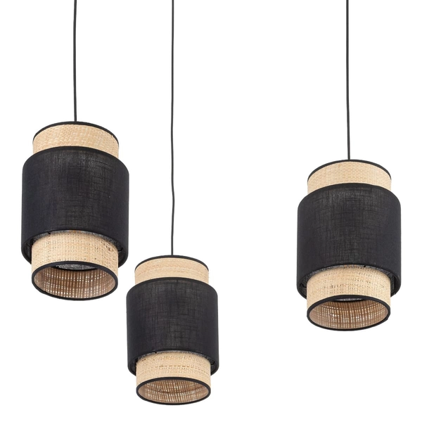 Lampa wisząca potrójna ekologiczna Boho 5659 TK Lighting naturalna czarna