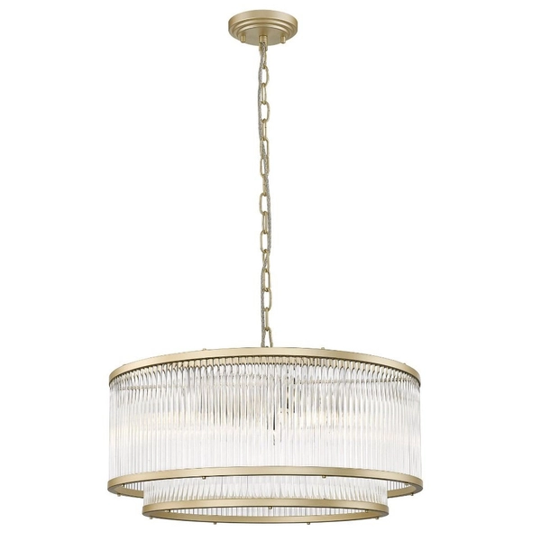 Glamour lampa wisząca Sergio okrągły zwis crystal do salonu złoty