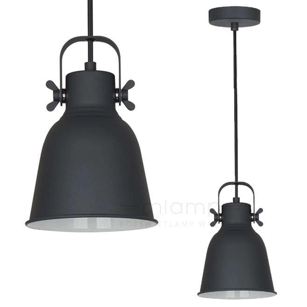 Industrialna LAMPA wisząca LAVARE MD-HN82608-1-BK+WH Italux metalowa OPRAWA loftowy zwis grafitowy biały