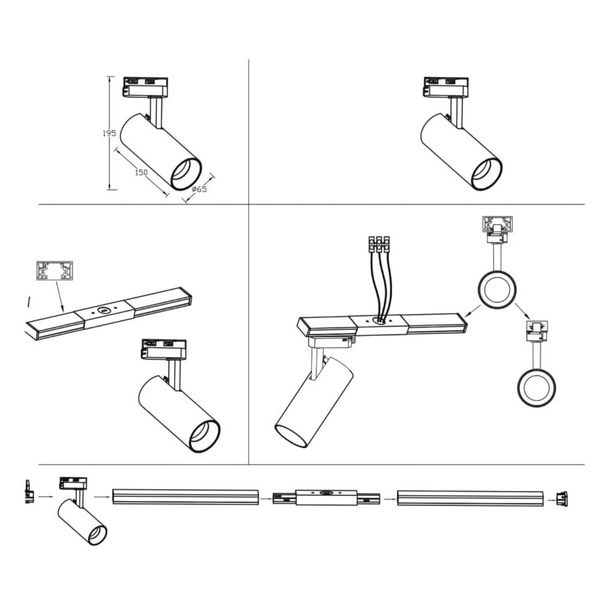 System szynowy ICE LP-732 3W WH SET Light Prestige metalowa OPRAWA zestaw listwa z reflektorkami biała