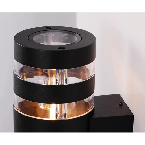 Zewnętrzny kinkiet elewacyjny Solin K-8205 Kaja IP44 tuba metalowy czarny