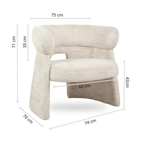 Nowoczesny fotel wypoczynkowy MADAME MM001501100359 beżowy tkanina 74cm