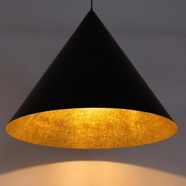 Minimalistyczna zwisająca lampa VESUVIO 41040 stożkowa czarny złoty