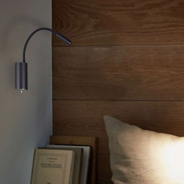 Kinkiet LAMPA ścienna NUTO NERO Orlicki Design metalowa OPRAWA na peszlu LED 3W 3000K do czytania czarna