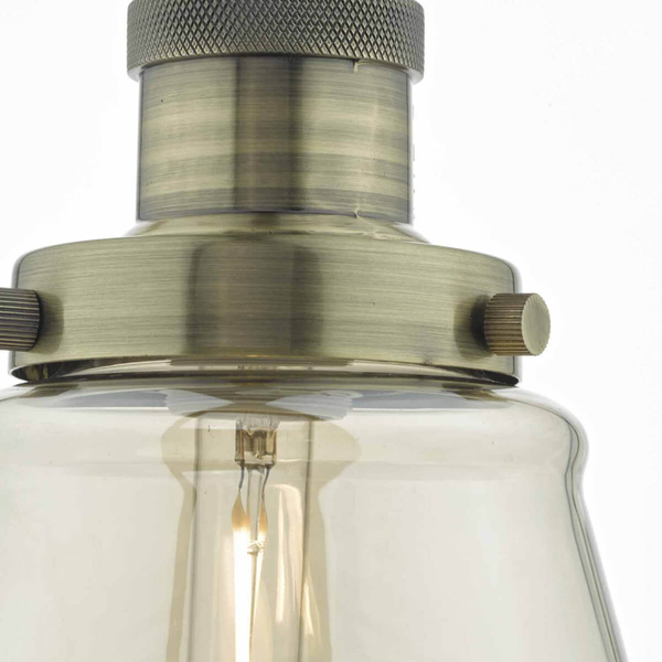 Lampa wisząca retro Curtis CUR0175 mosiądz przezroczysty