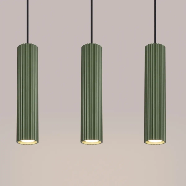 Ryflowana lampa wisząca KARBON SL.1613 potrójna oliwkowa