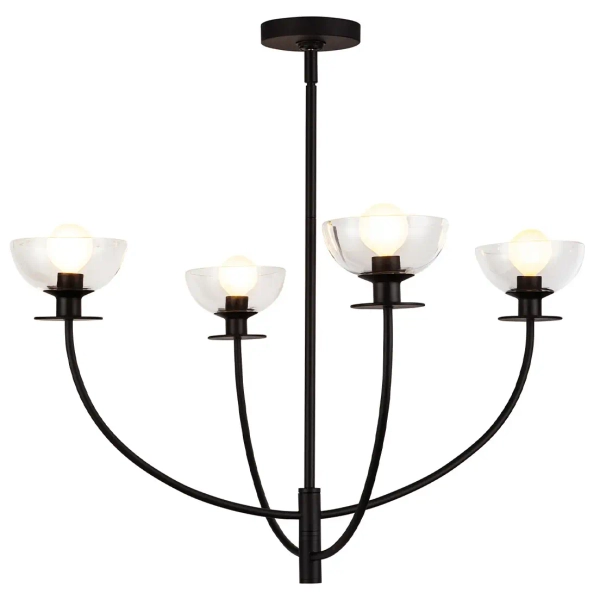 Wielopunktowa lampa wisząca Sylvia ALM-SYLVIA4-BK-CL szklany czarny