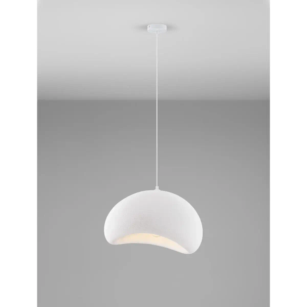 Wisząca lampa japandi PALINZA LE45317 kopuła nad stół biała