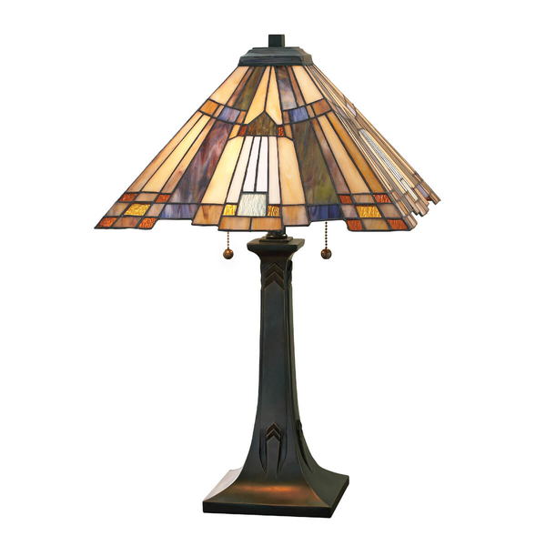 Stołowa lampa Inglenook QZ-INGLENOOK-TL Quoizel włącznik brązowy multikolor