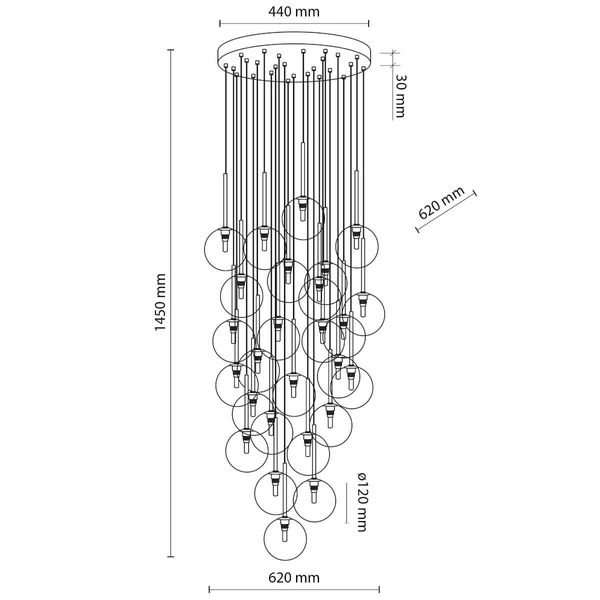 Lampa zwisająca dekoracyjna Nilos 10099 do salonu bańki przezroczysta złota
