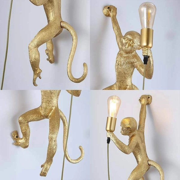 Kinkiet na ścianę małpka Monkey ABR-KAR3-G Abruzzo ozdobny złoty
