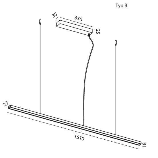 Lampa liniowa zwisowa Slima 5122B04203-11 Elkim LED 30W 4000K listwa czarna