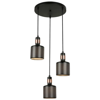 Potrójna wisząca lampa RESTENZA PND-2439-3-BK ażurowa czarna miedziana