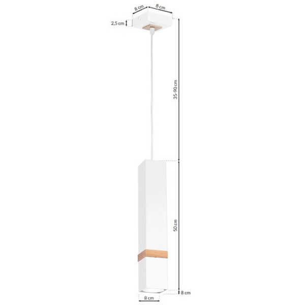 LAMPA wisząca VIDAR MLP5408 Milagro metalowa OPRAWA prostokątny ZWIS skandynawski biały