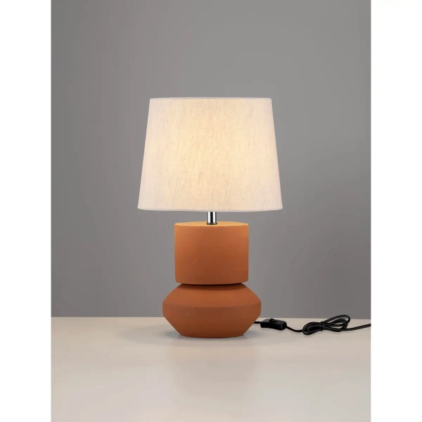 Geometryczna lampa stołowa VILESTO LE45289 do sypialni brązowa beżowa