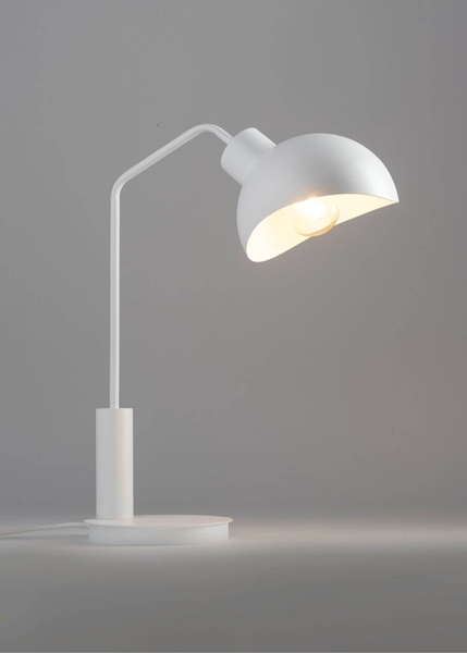 Biała lampa nocna Roy do sypialni metalowa nowoczesna