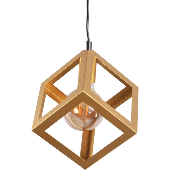 Nowoczesna LAMPA wisząca SWEDEN 318688 Polux metalowa kostka cube do salonu złota